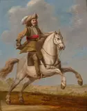 Deux cavaliers by Peter Snayers, Two horsemen, oil on panel, a pair, with monogram, Flemish School, 17th C., sold Nov 2018