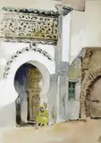 Oriental assis près d'une by Édouard Doigneau, Aquarelle, sold Dec 2006