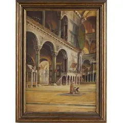 Hagia Sophia Interior by Wladimir Petroff, Oil on board, sold Dec 2011