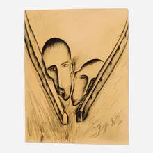 Untitled (from the La Scimmia series) by Enzo Cucchi, 1983, graphite on paper, sold Sep 2026