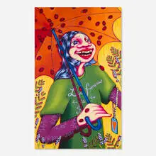 Take It and Bottle It by Zoé Blue M., 2020, acrylic and rhinestones on canvas, sold Sep 2026