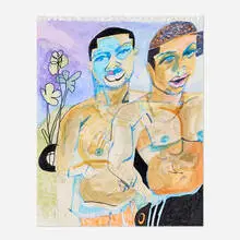 joined arms by Jonathan Lyndon Chase, 2018, marker, ink, watercolor and glitter on paper, sold Sep 2026