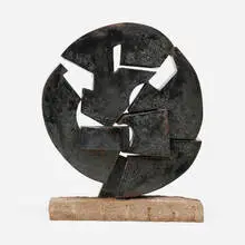 Bled Moon by Anthony Padovano, 2009, enameled steel, granite, sold Sep 2026