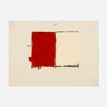 Untitled by Mario Schifano, 1961, enamel and graphite on paper collaged to paper, sold Sep 2026