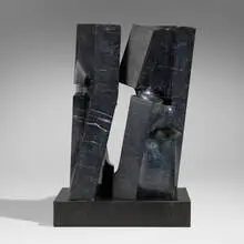 Contatti antagonisti II by Giò Pomodoro, 1974, black forest marble on stone base, sold Sep 2026
