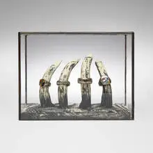 Passive Resistant (Direction, Balance, Marriage, Family) by Matthew Day Jackson, 2005, cast and painted acrylic, leaded glass, sterling silver, hard stone, mother-of-pearl, star sapphire, cubic zirconia, epo, offered Aug 2025