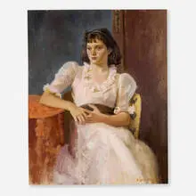 Young Girl in Pink Dress by Eugene Speicher, c. 1935, oil on canvas, offered May 2025