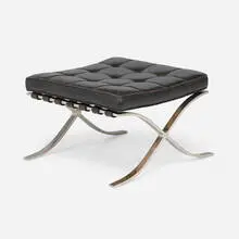 Barcelona ottoman by Ludwig Mies van der Rohe, stainless steel, leather, sold Sep 2026