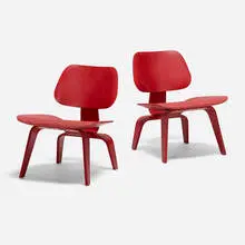 LCWs, pair by Charles and Ray Eames, painted ash plywood, rubber, sold Sep 2026