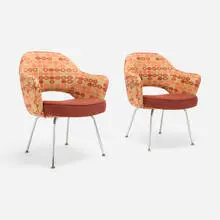 Armchairs model 71, pair by Eero Saarinen, upholstery, chrome-plated steel, sold Sep 2026