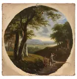 Diane et Méléagre dans un paysage classique by Jean-Victor Bertin, Huile sur toile (Toile d'origine), sold Nov 2018