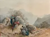 Chasse au cerf à l'approche dans les Highlands, Ecosse by Gustave Doré, Aquarelle gouachée sur traits de crayon, sold Nov 2018