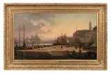 Vue du bassin de Saint Marc depuis la riva dei Schiavoni, Venise by Antoine Claude Ponthus-Cinier, Huile sur toile (Toile d'origine), sold Nov 2018