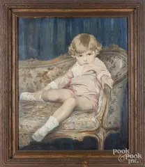Portrait of a child by Clarence W. Snyder, oil on canvas, offered Jul 2017