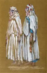Jeunes femmes berbères by Marcel Canet, Gouache sur trait de fusain, sold Jun 2006
