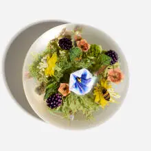 Morning Glory Bouquet with Honey Bee by Paul Stankard, 2002, lampworked glass, polished clear glass, sold Sep 2026