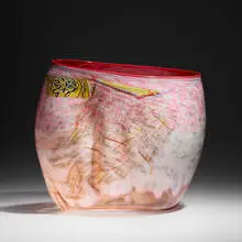 Mars Red Soft Cylinder with Chartreuse Drawing by Dale Chihuly, 1989, hand-blown glass, sold Sep 2026