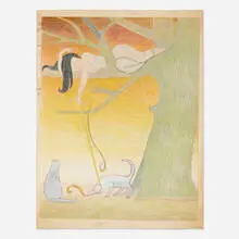 Untitled (Study for Play) by Will Barnet, 1975, graphite, colored pencil and pastel on vellum, offered May 2025