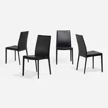 Aida dining chairs, set of four by Studio 28, c. 2000, leather over steel, sold Aug 2021