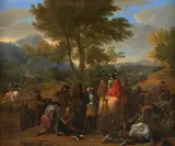 Après la bataille, les soins aux blessés by dit Martin des Batailles Jean-Baptiste Martin, Huile sur toile, sold Sep 2018