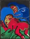 CEREMONIE MAGIQUE ou A L'ABRI DU LOUP by Bengt Lindström, 1973, Acrylique sur papier marouflé sur toile, sold Oct 2018