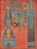TRINITE AU BEL ANDROGYNE by Pierre Louis Maurice Courtin, Gouache sur papier marouflé sur toile, sold Oct 2018
