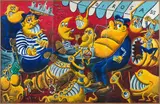 LA TERRASSE by Hervé Di Rosa, 1985, Acrylique et collage sur mousse polyuréthane montée sur panneau (triptyque), sold Dec 2018