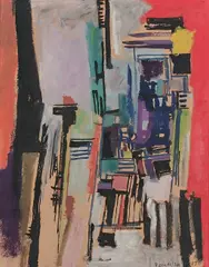 SANS TITRE by Maria Helena Vieira da Silva, 1955, Huile sur papier marouflé sur toile, sold Dec 2018