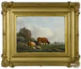Landscape with cows by Hendrik Bakhuysen, oil on panel, offered Apr 2016