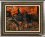On burlap by Jean Batall, oil, offered Apr 2016