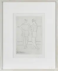 Two figures by Pablo Picasso, engraving, offered Oct 2015