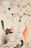 Autoportrait au chapeau à la plume by Michel Macréau, 1974, Encre et gouache, sold Dec 2018