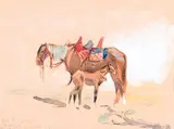 Jument et son poulain by Édouard Doigneau, Crayon, gouache et aquarelle, sold Dec 2005