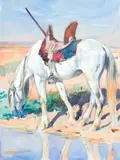 Pur-sang s'abreuvant by Édouard Doigneau, Crayon, gouache et aquarelle, sold Dec 2005