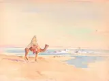 Voyageur sur les hauteurs d'une oasis by Édouard Doigneau, Crayon, gouache et aquarelle, sold Dec 2005