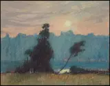 Twilight Landscape by Maurice Galbraith Cullen, pastel on paper on artist's board, sold May 2004