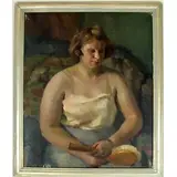 Anna & Hairbrush by Patricia Preece, Oil on canvas, sold Dec 2010