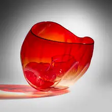 Pimento Basket Set with Black Plum Lip Wraps by Dale Chihuly, 2003, hand-blown glass, sold Sep 2026
