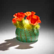 Tropical Variety by Flo Perkins, 2026, hand-blown glass, glass threads, sold Sep 2026