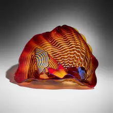 Lapis, Golden Ochre, and Mars Red Persian Set by Dale Chihuly, 1988, hand-blown glass, sold Sep 2026
