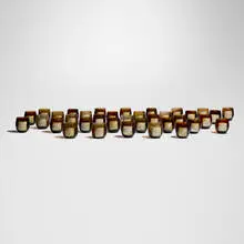Collection of eighteen sets of sake cups by Hiroshi Yamano, hand-blown glass with silver leaf and engraving, sold Sep 2026