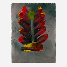 Fiery Venetian Drawing by Dale Chihuly, 2007, acrylic on Arches, sold Sep 2026