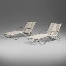 Chaise lounges model C-4700, pair by Walter Lamb, c. 1952, bronze, cotton cord, sold Sep 2026