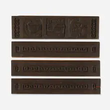 Panels, set of four by Evelyn and Jerome Ackerman, 1964, redwood, sold Aug 2021