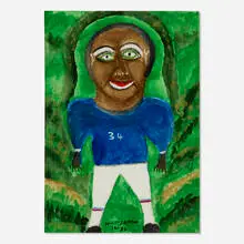 #34 Walter Payton by William Dawson, 1986, acrylic on paper, offered Feb 2024