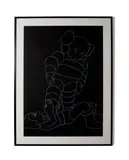 Chum vs Astroboy by Kaws, 2002, Sérigraphie en blanc sur papier velin noir, sold May 2018