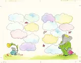 Laurent de BRUNHOFF by Laurent de Brunhoff, Encre de Chine et aquarelle pour une illustration représentant Babar et les enfants devant un ciel coloré., sold May 2018