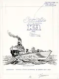 JIDÉHEM (Jean De Mesmaeker dit) by Jidehem, Encre de Chine et crayon bleu sur papier pour la page de titre de cet album publié en 1971 aux éditions Dupuis., sold May 2018