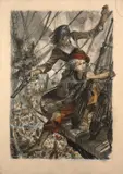 Pierre JOUBERT by Pierre Joubert, Crayon, aquarelle et gouache pour une illustration représentant deux enfants pirates. Encadré., sold May 2018