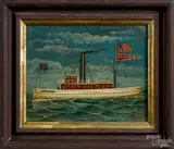 The tugboat by Otto Muhlenfeld, oil on board, offered Apr 2015